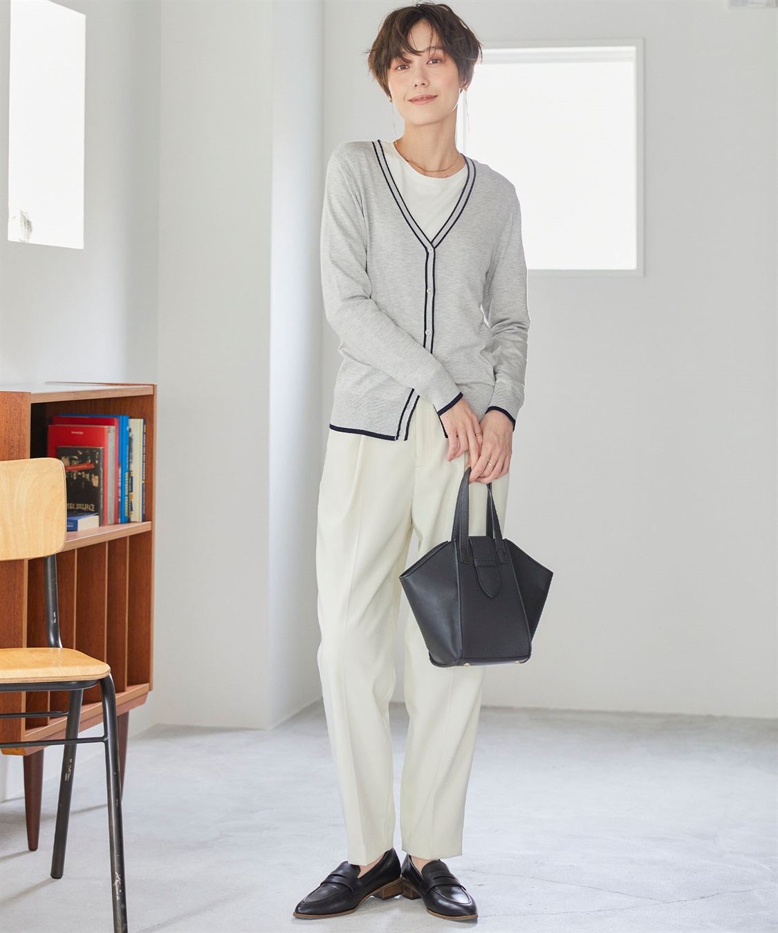 CROSS FUNCTION 《UVカット》おうちで洗える　バイカラーVネックカーディガン【CF/クロスファンクション】_sub_14