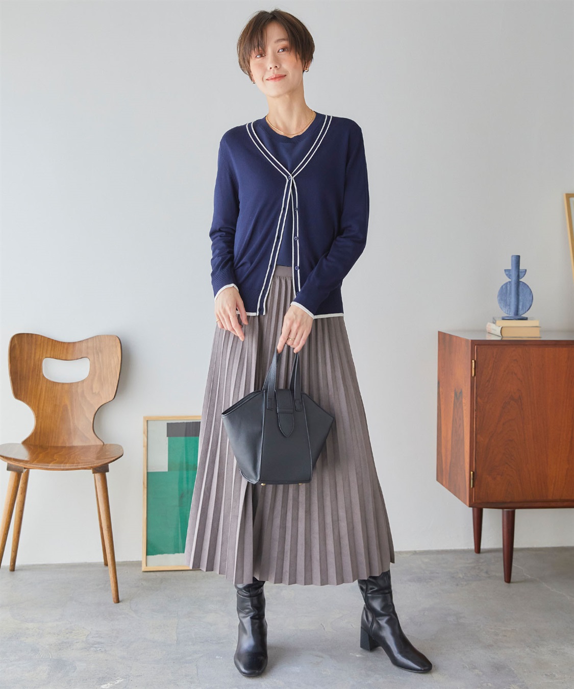 CROSS FUNCTION 《UVカット》おうちで洗える　バイカラーVネックカーディガン【CF/クロスファンクション】_sub_19