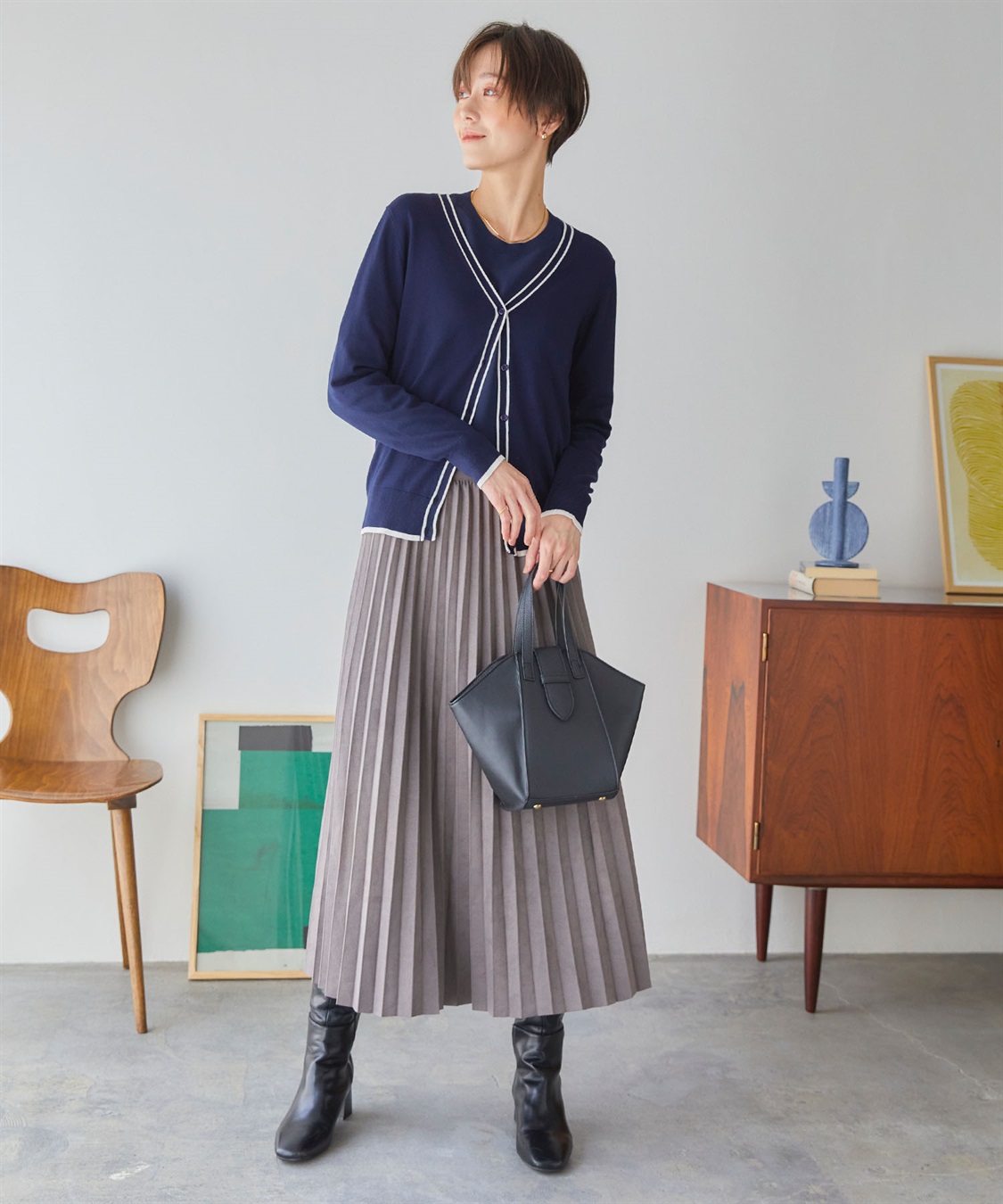 CROSS FUNCTION 《UVカット》おうちで洗える　バイカラーVネックカーディガン【CF/クロスファンクション】_sub_20