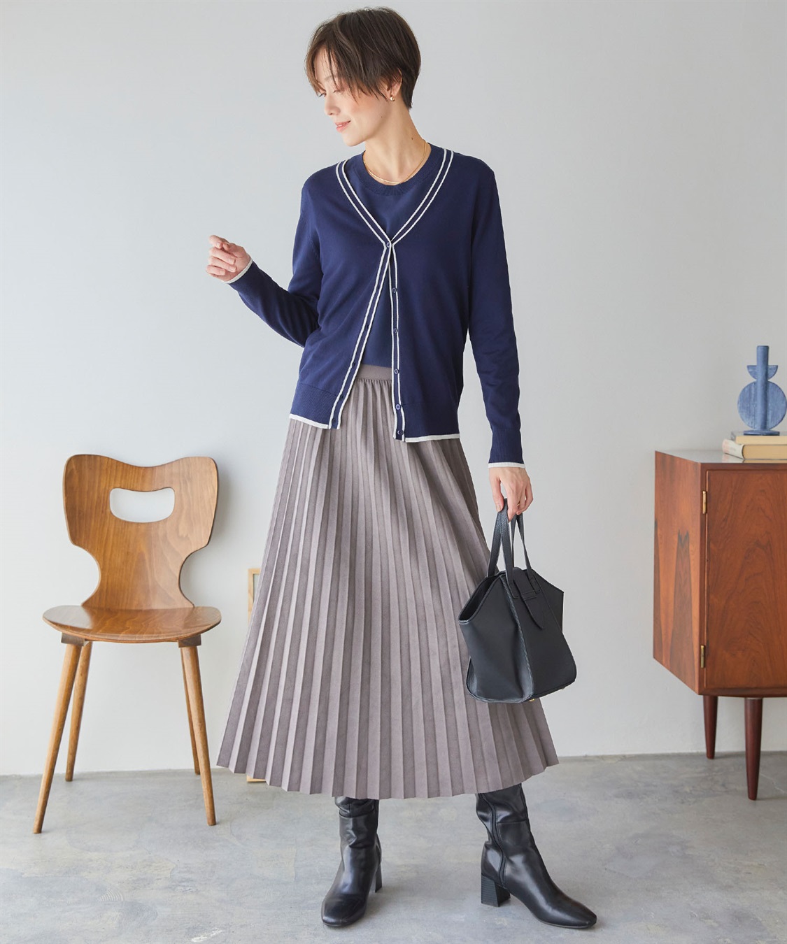 CROSS FUNCTION 《UVカット》おうちで洗える　バイカラーVネックカーディガン【CF/クロスファンクション】_sub_21