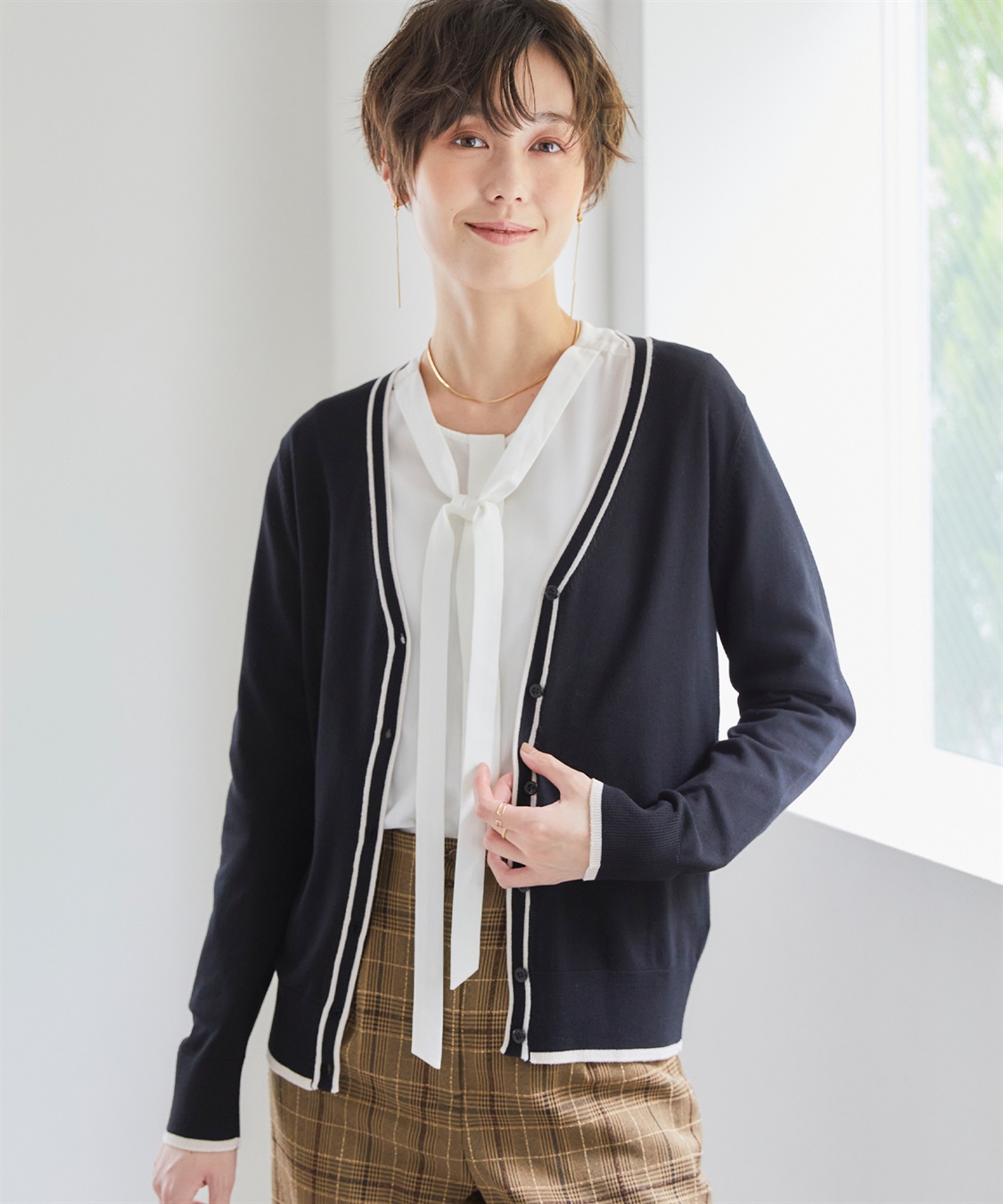 CROSS FUNCTION 《UVカット》おうちで洗える　バイカラーVネックカーディガン【CF/クロスファンクション】_sub_22