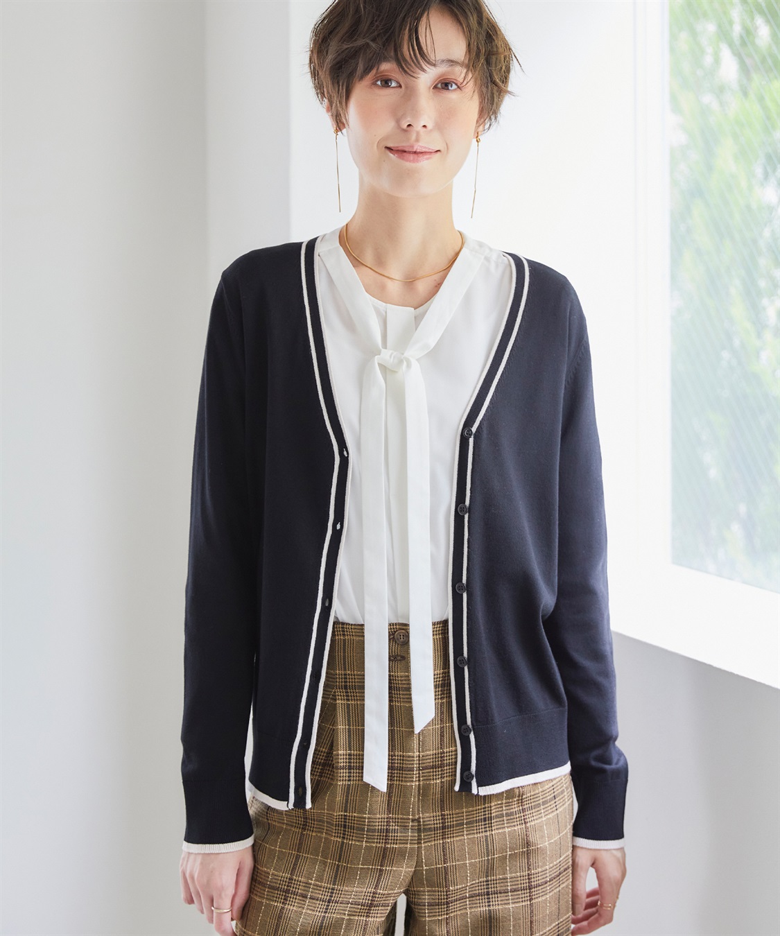 CROSS FUNCTION 《UVカット》おうちで洗える　バイカラーVネックカーディガン【CF/クロスファンクション】_sub_23