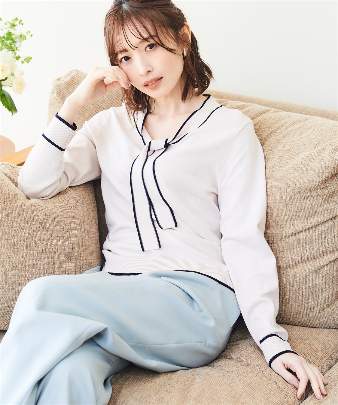 CROSS FUNCTION 《UVカット》おうちで洗える　ボウタイニットプルオーバー【CF/クロスファンクション】_sub_4