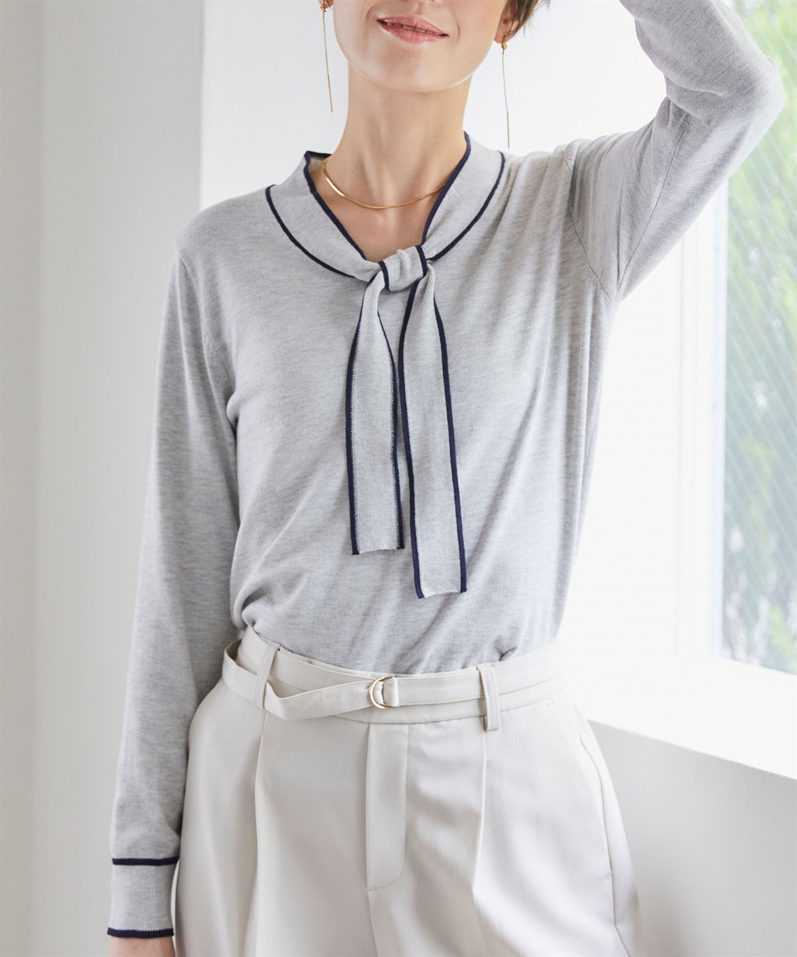 CROSS FUNCTION 《UVカット》おうちで洗える　ボウタイニットプルオーバー【CF/クロスファンクション】_sub_6