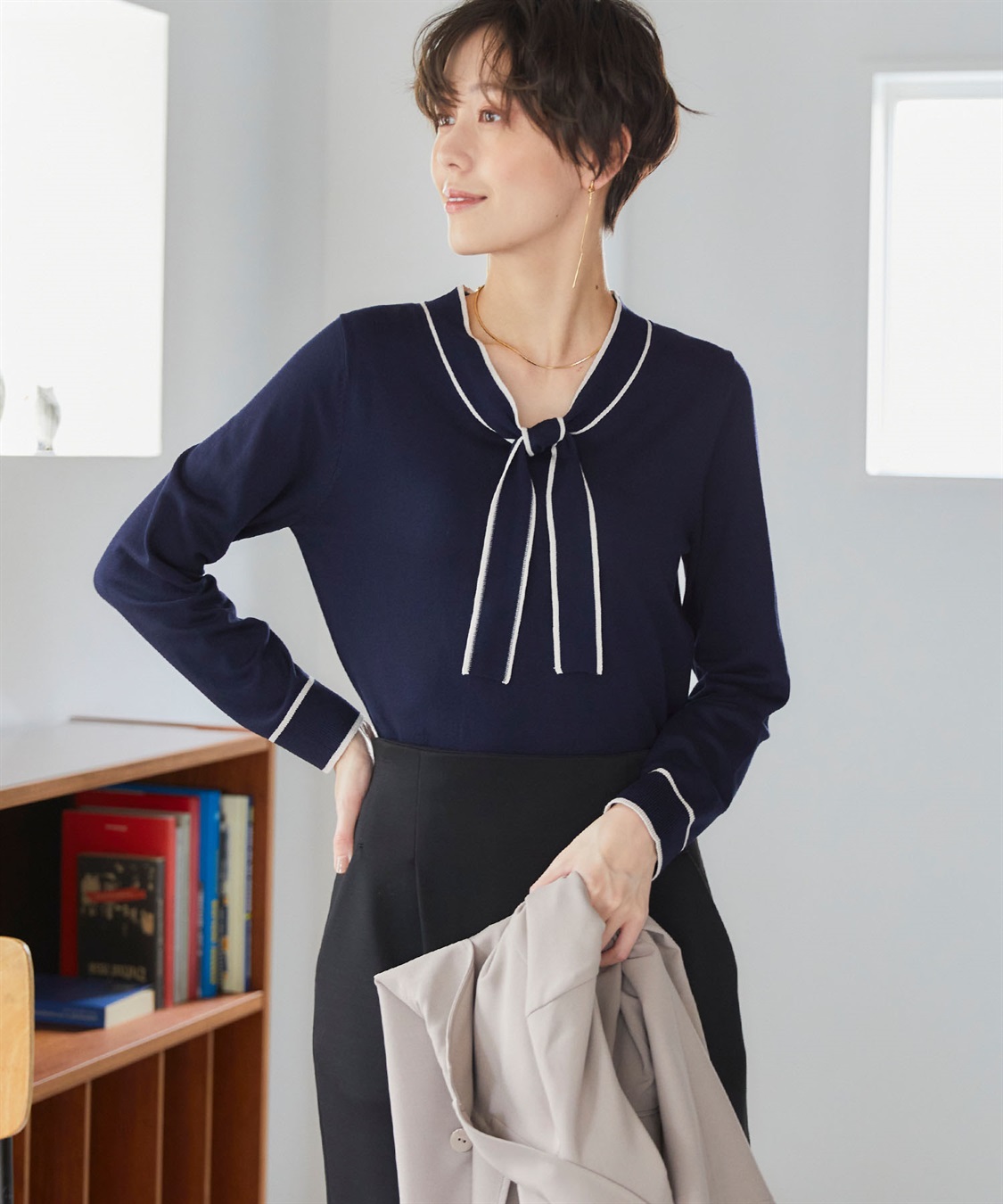 CROSS FUNCTION 《UVカット》おうちで洗える　ボウタイニットプルオーバー【CF/クロスファンクション】_sub_12