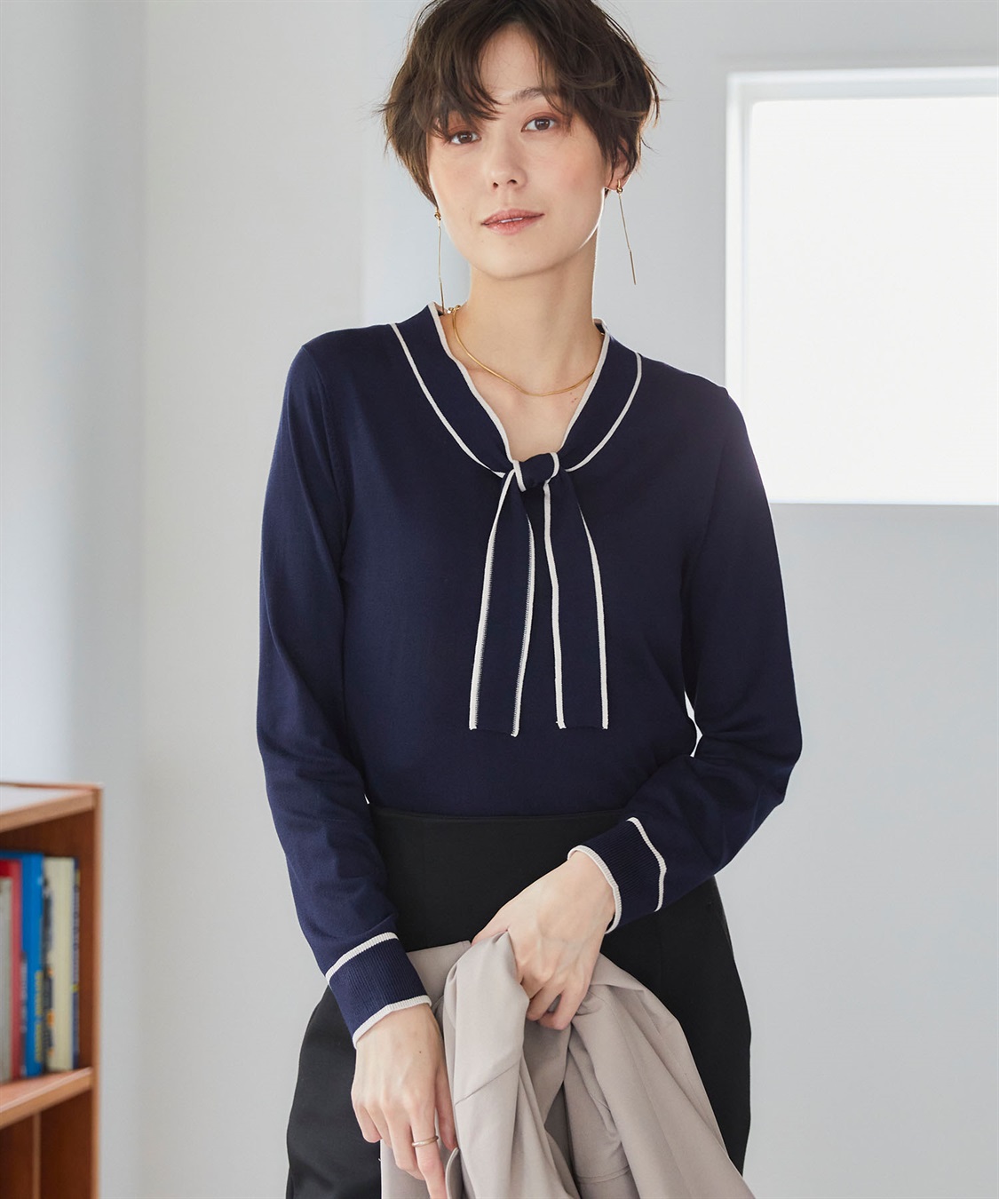 CROSS FUNCTION 《UVカット》おうちで洗える　ボウタイニットプルオーバー【CF/クロスファンクション】_sub_13