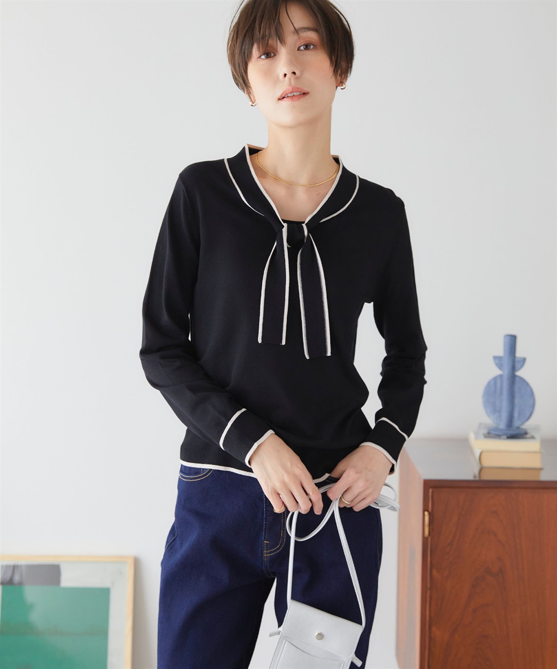 CROSS FUNCTION 《UVカット》おうちで洗える　ボウタイニットプルオーバー【CF/クロスファンクション】_sub_16