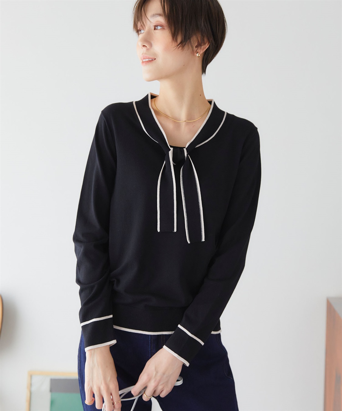 CROSS FUNCTION 《UVカット》おうちで洗える　ボウタイニットプルオーバー【CF/クロスファンクション】_sub_17