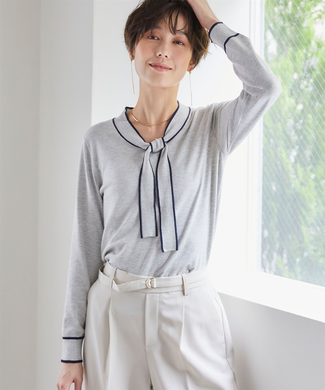 CROSS FUNCTION 《UVカット》おうちで洗える　ボウタイニットプルオーバー【CF/クロスファンクション】_sub_22