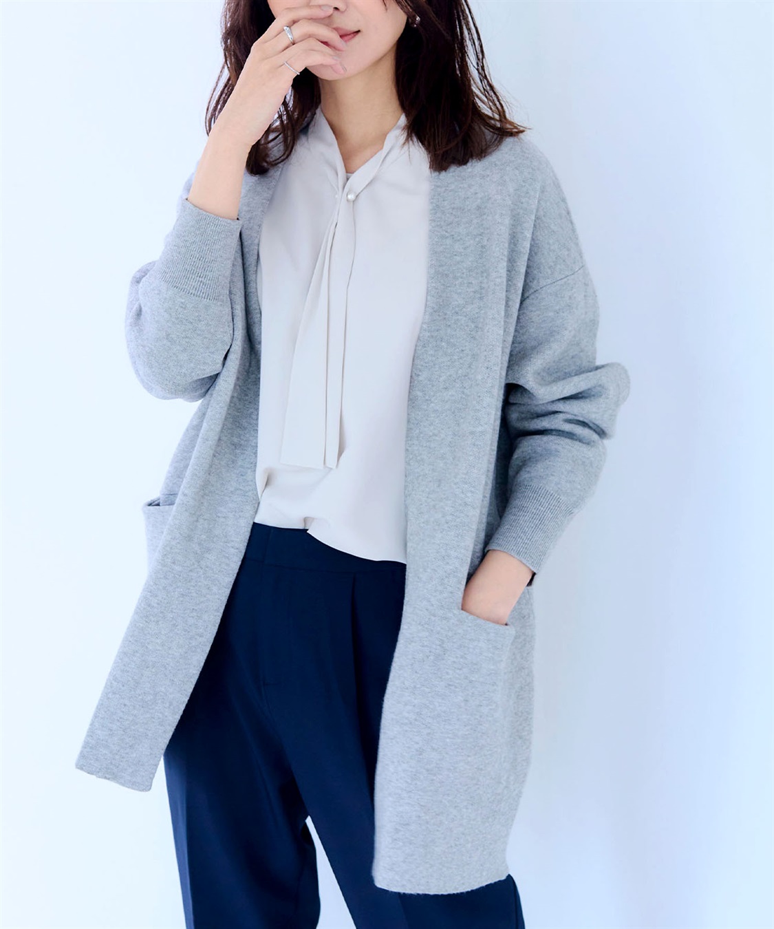 CROSS FUNCTION 《洗える》エブ楽 ノーカラーニットコーディガン【CF/クロスファンクション】_sub_3