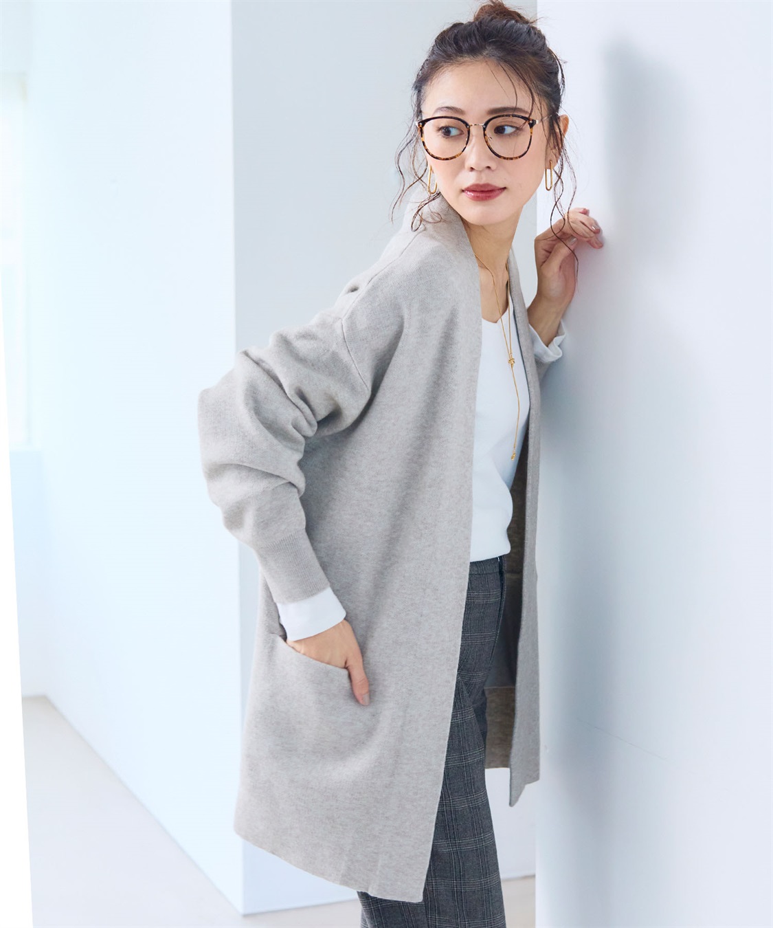 CROSS FUNCTION 《洗える》エブ楽 ノーカラーニットコーディガン【CF/クロスファンクション】_sub_4