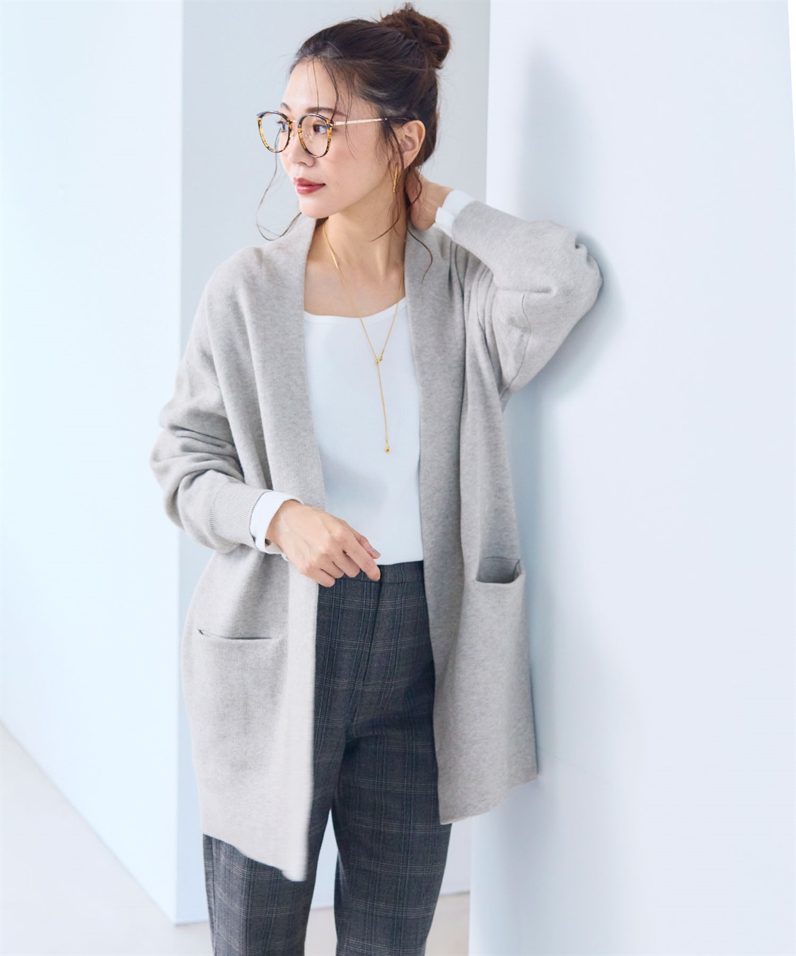 CROSS FUNCTION 《洗える》エブ楽 ノーカラーニットコーディガン【CF/クロスファンクション】_sub_5