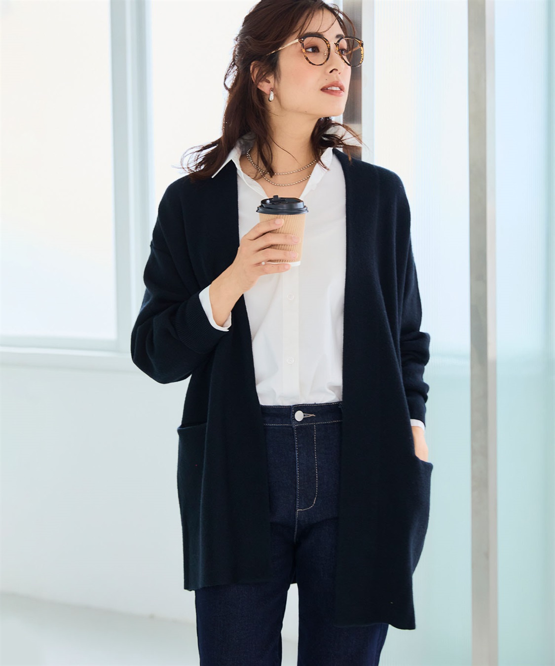 CROSS FUNCTION 《洗える》エブ楽 ノーカラーニットコーディガン【CF/クロスファンクション】_sub_10