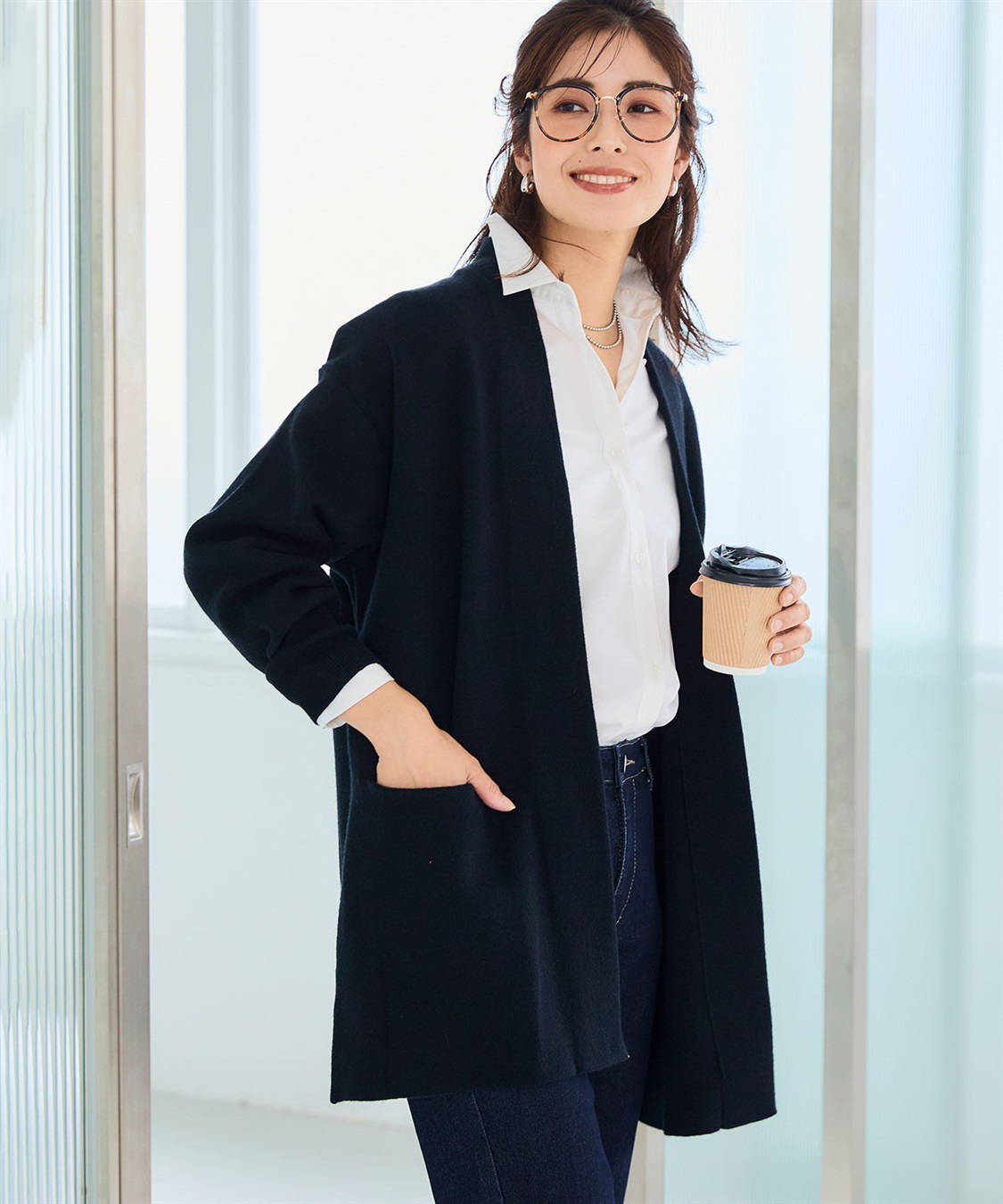 CROSS FUNCTION 《洗える》エブ楽 ノーカラーニットコーディガン【CF/クロスファンクション】_sub_11