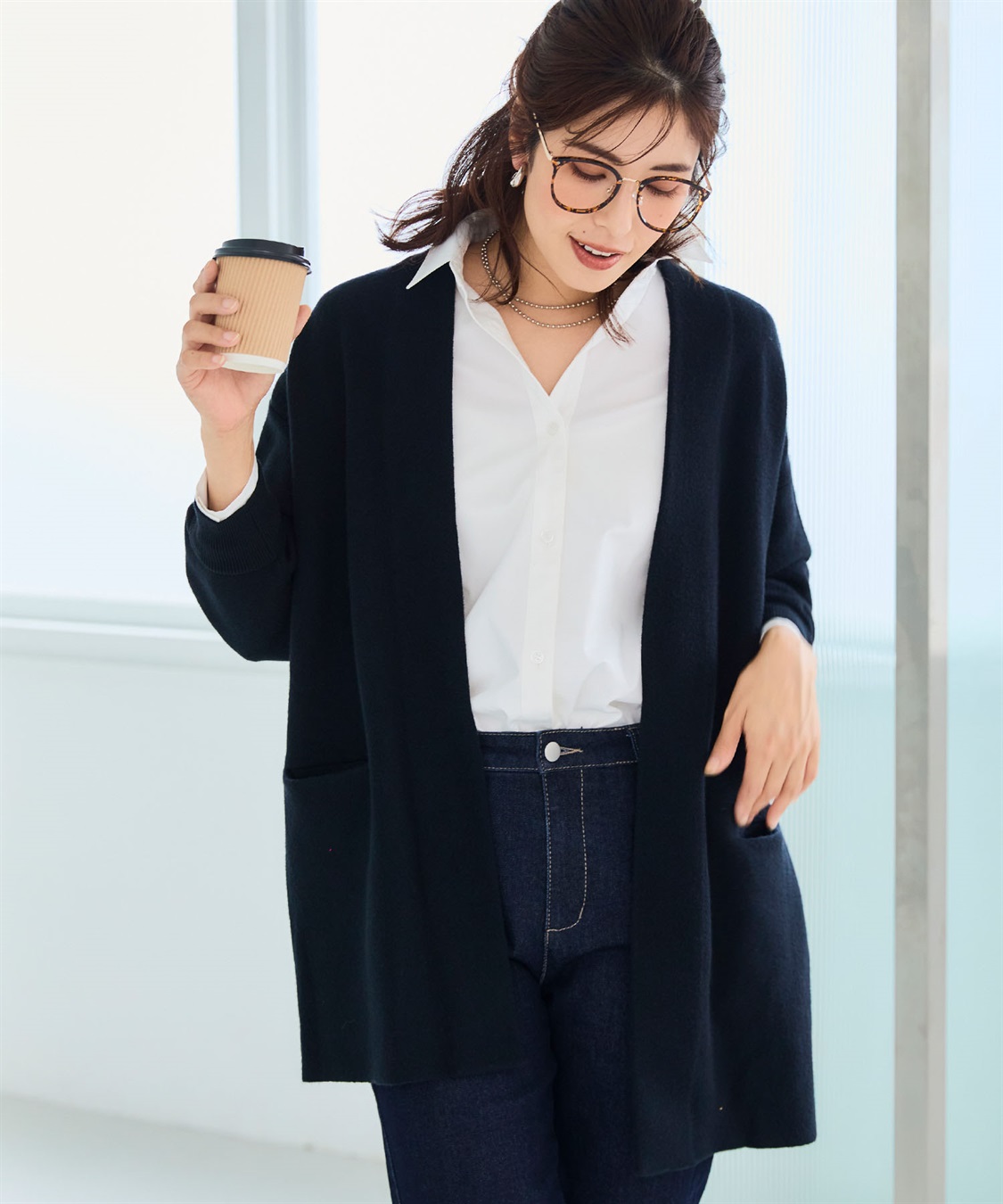 CROSS FUNCTION 《洗える》エブ楽 ノーカラーニットコーディガン【CF/クロスファンクション】_sub_12