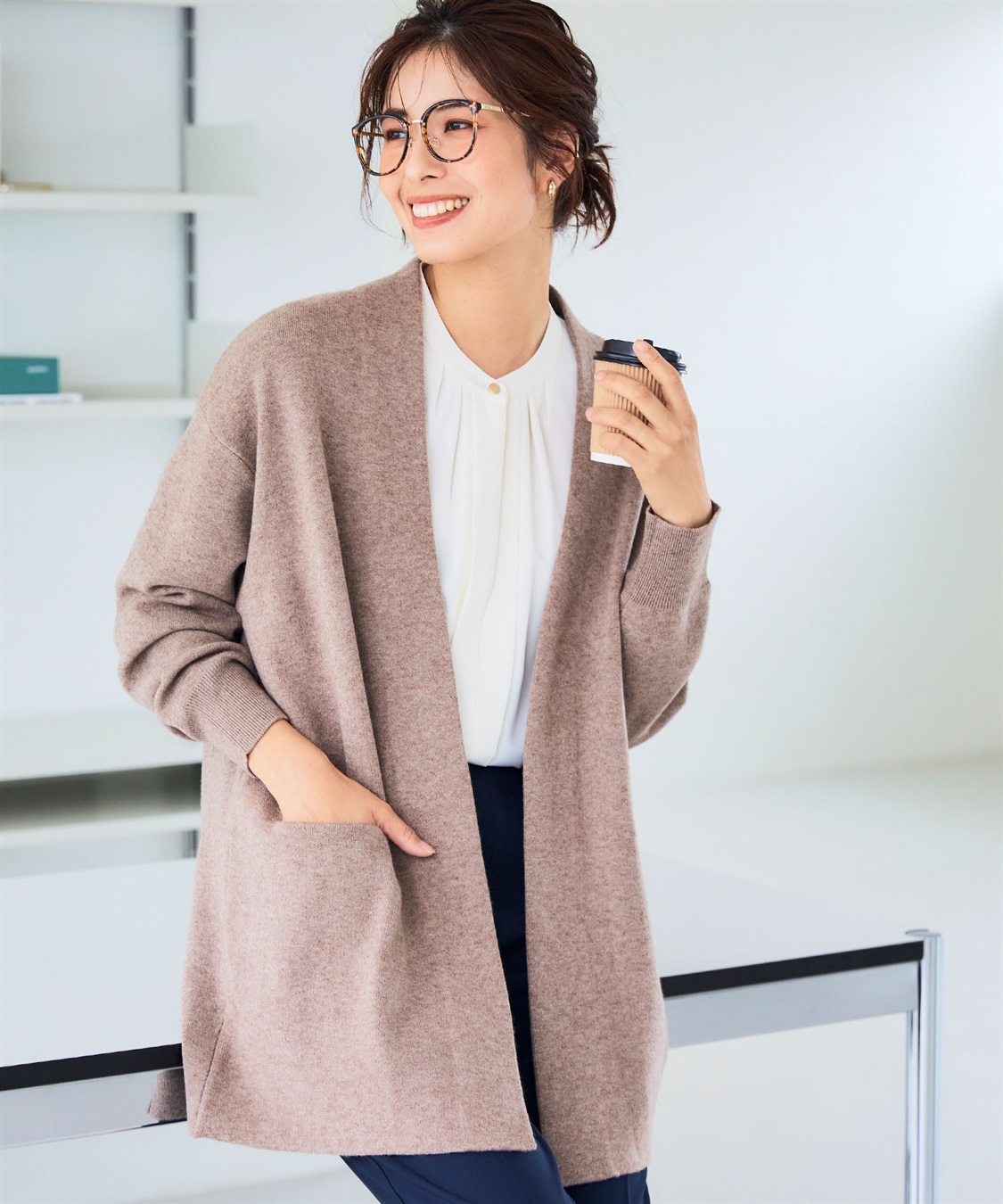 CROSS FUNCTION 《洗える》エブ楽 ノーカラーニットコーディガン【CF/クロスファンクション】_sub_15