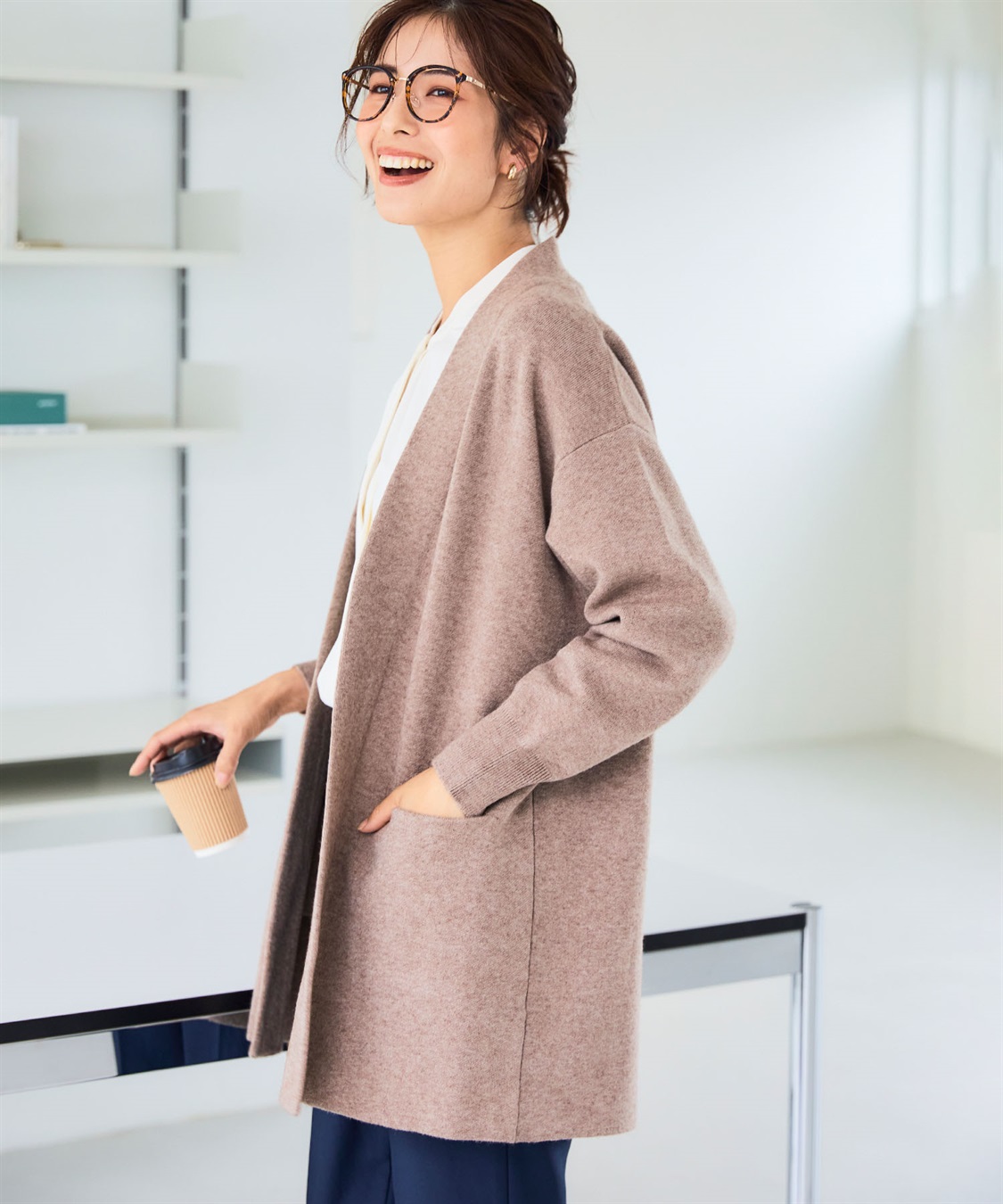 CROSS FUNCTION 《洗える》エブ楽 ノーカラーニットコーディガン【CF/クロスファンクション】_sub_16