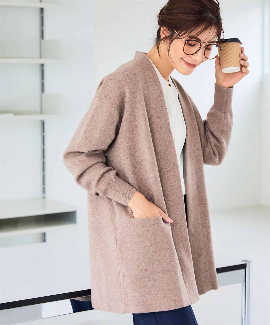 CROSS FUNCTION 《洗える》エブ楽 ノーカラーニットコーディガン【CF/クロスファンクション】_sub_17