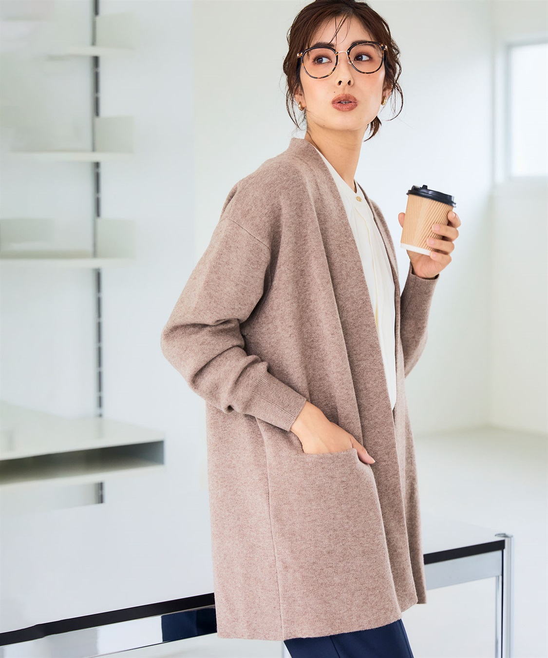 CROSS FUNCTION 《洗える》エブ楽 ノーカラーニットコーディガン【CF/クロスファンクション】_sub_18