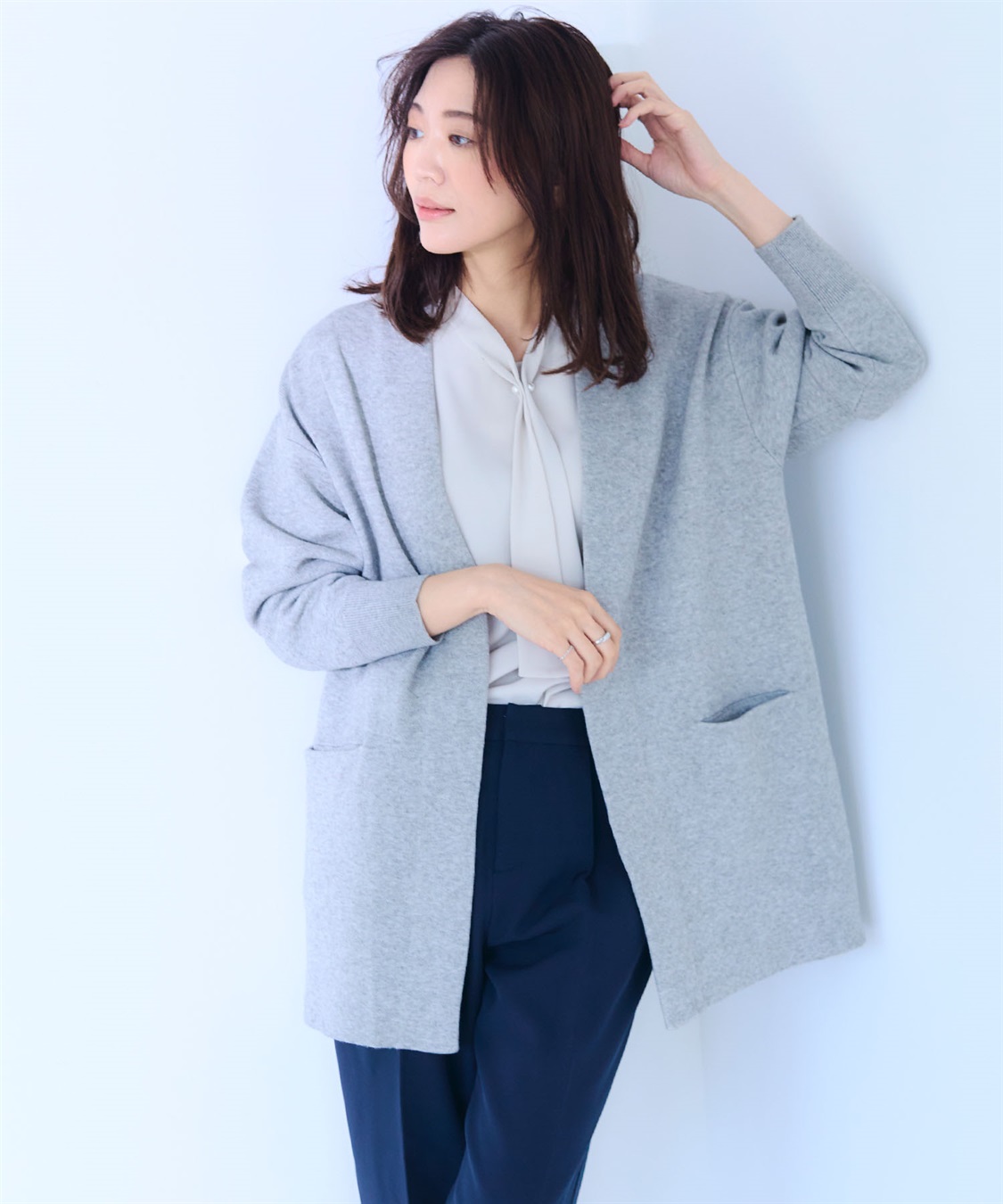 CROSS FUNCTION 《洗える》エブ楽 ノーカラーニットコーディガン【CF/クロスファンクション】_sub_20