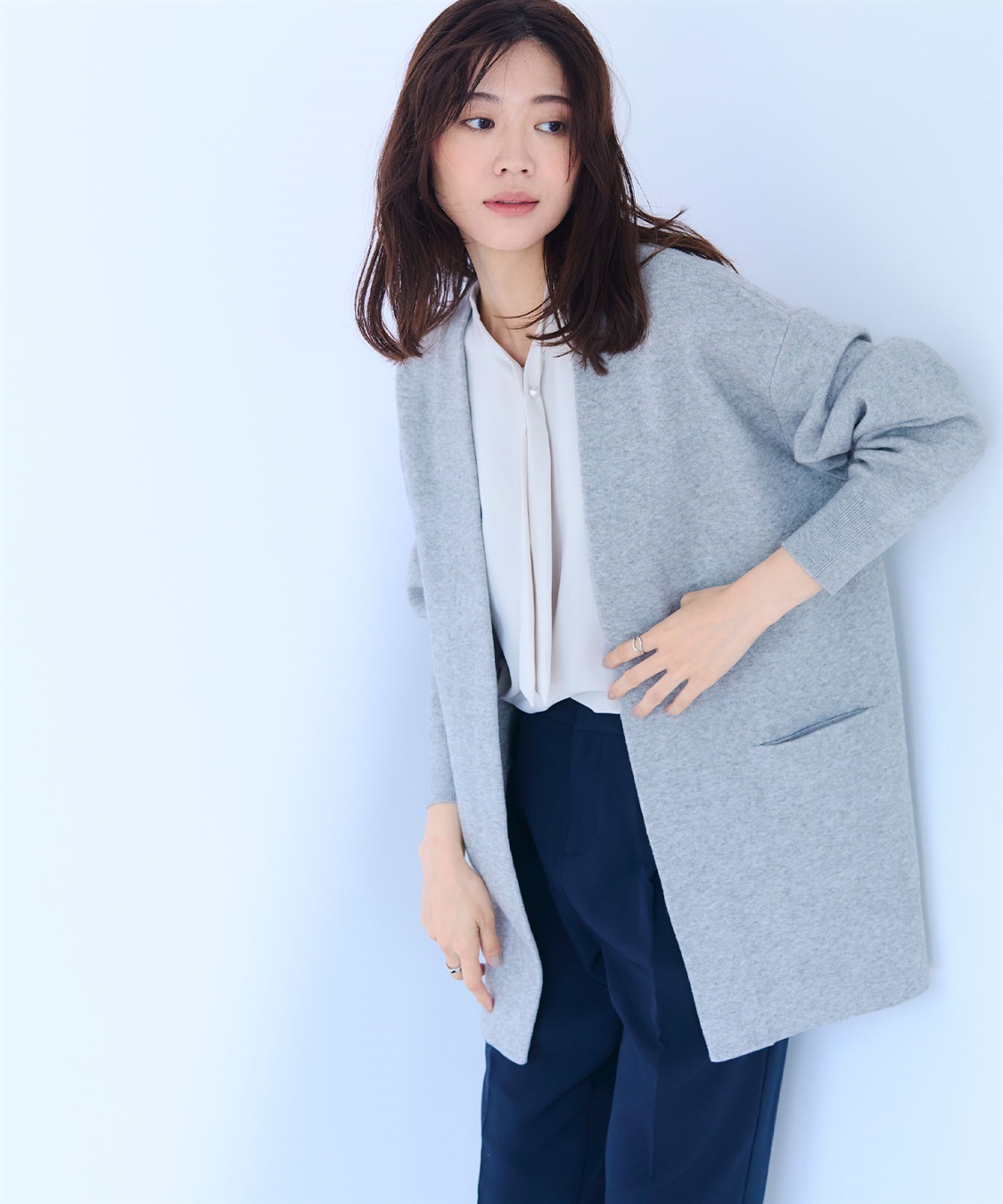 CROSS FUNCTION 《洗える》エブ楽 ノーカラーニットコーディガン【CF/クロスファンクション】_sub_21