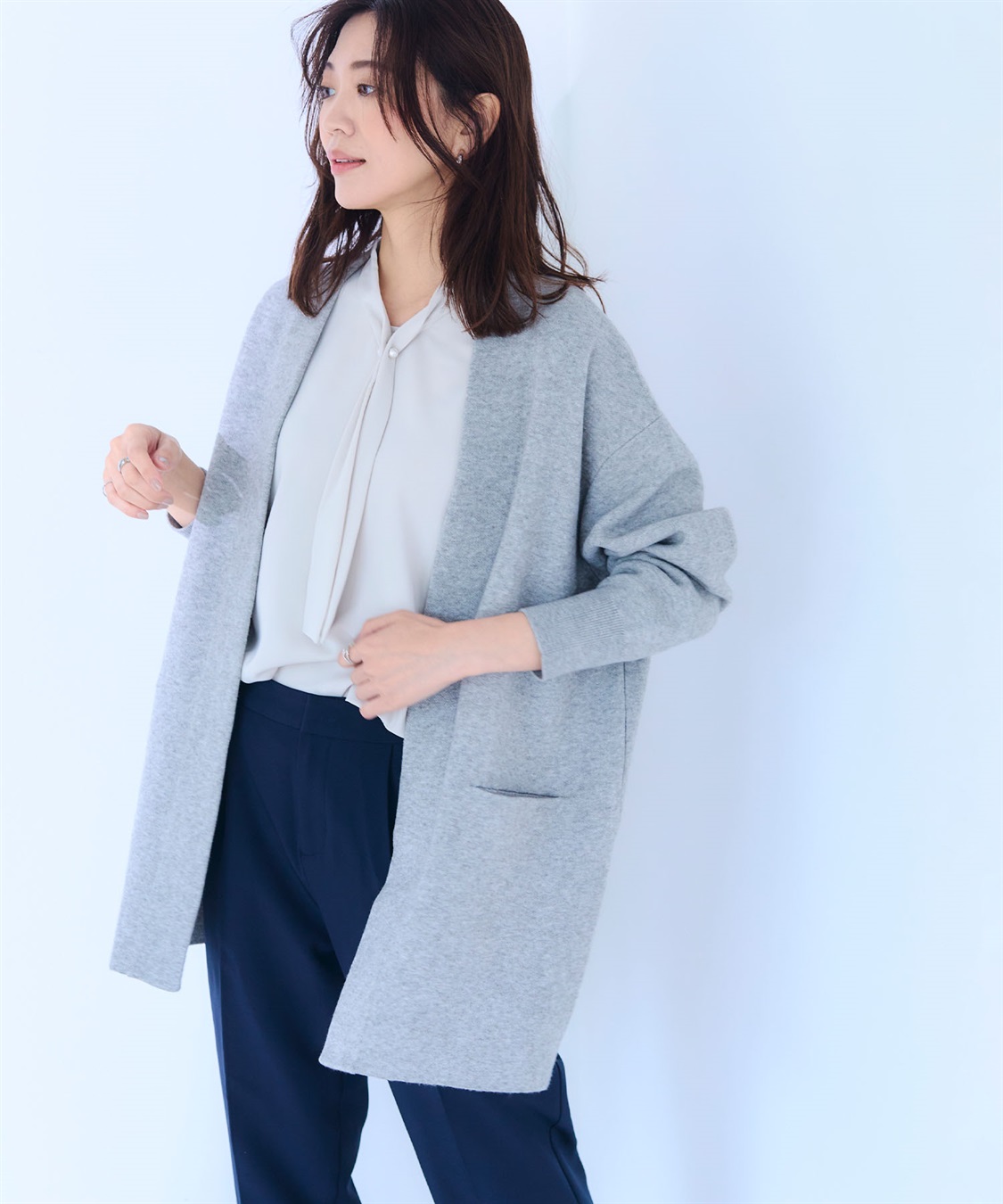 CROSS FUNCTION 《洗える》エブ楽 ノーカラーニットコーディガン【CF/クロスファンクション】_sub_22