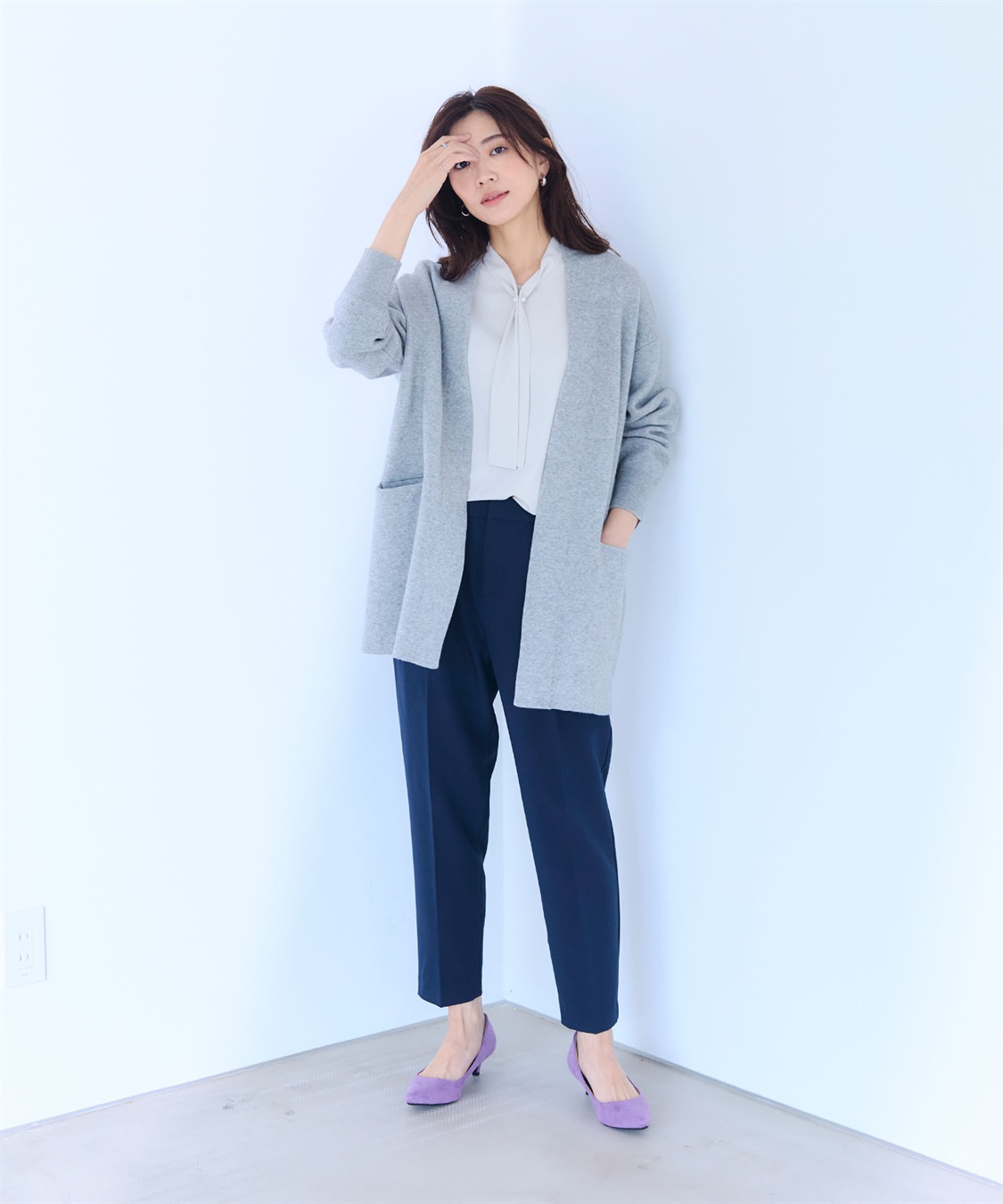 CROSS FUNCTION 《洗える》エブ楽 ノーカラーニットコーディガン【CF/クロスファンクション】_sub_23