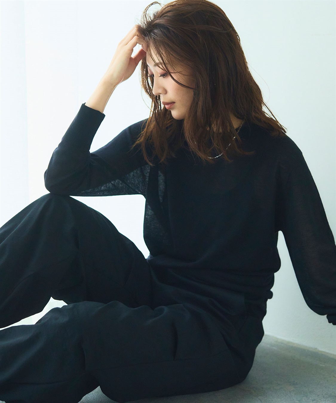 CROSS FUNCTION サマ美え シアークルー/ハイネックニットプルオーバー《洗える》【CF/クロスファンクション】_sub_3