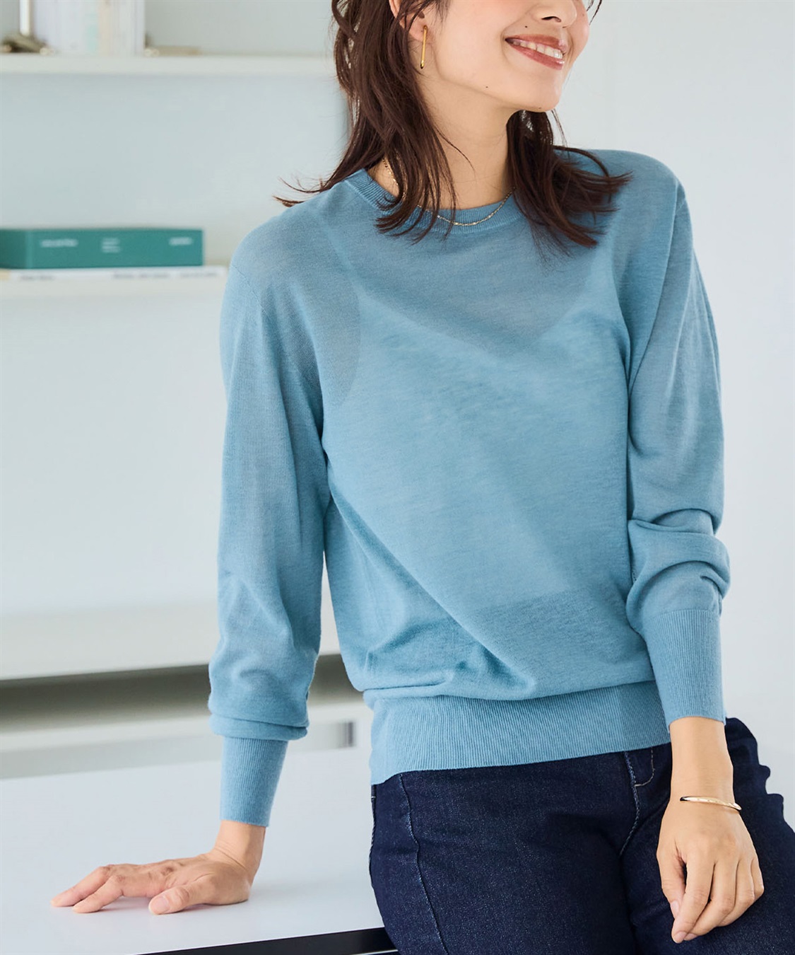 CROSS FUNCTION サマ美え シアークルー/ハイネックニットプルオーバー《洗える》【CF/クロスファンクション】_sub_5