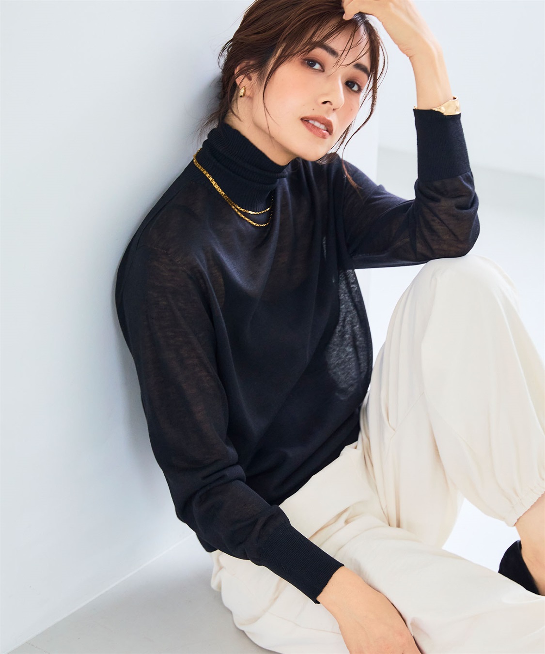 CROSS FUNCTION サマ美え シアークルー/ハイネックニットプルオーバー《洗える》【CF/クロスファンクション】_sub_6