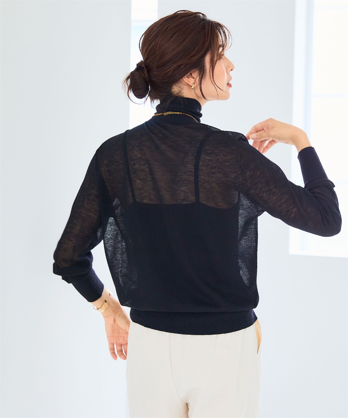 CROSS FUNCTION サマ美え シアークルー/ハイネックニットプルオーバー《洗える》【CF/クロスファンクション】_sub_8