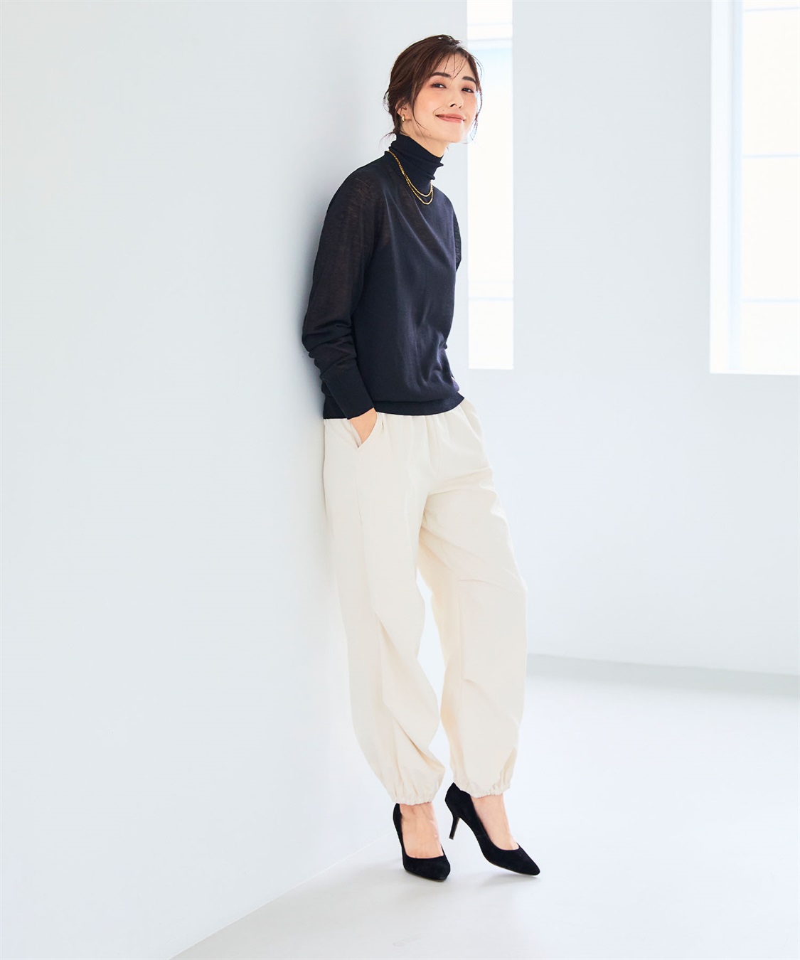 CROSS FUNCTION サマ美え シアークルー/ハイネックニットプルオーバー《洗える》【CF/クロスファンクション】_sub_9