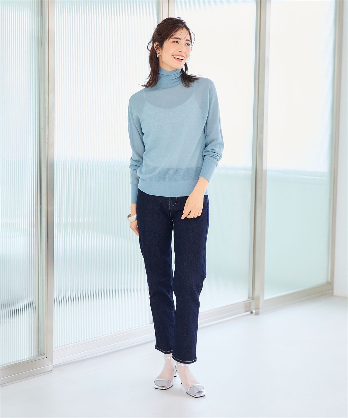 CROSS FUNCTION サマ美え シアークルー/ハイネックニットプルオーバー《洗える》【CF/クロスファンクション】_sub_12