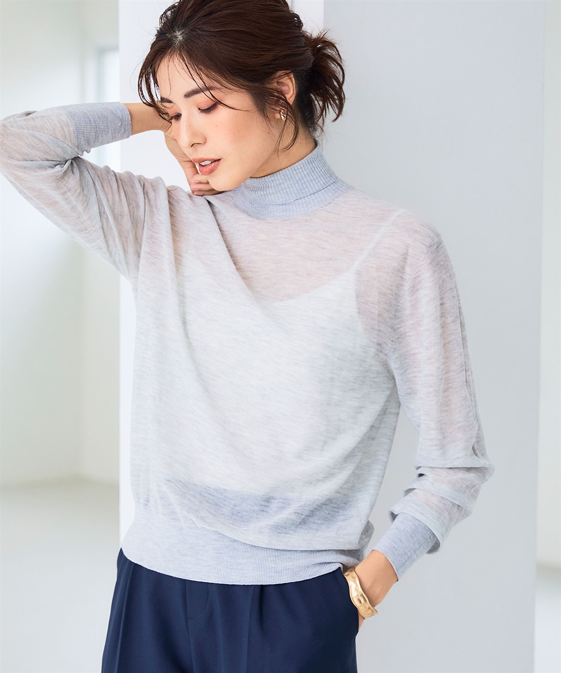 CROSS FUNCTION サマ美え シアークルー/ハイネックニットプルオーバー《洗える》【CF/クロスファンクション】_sub_13