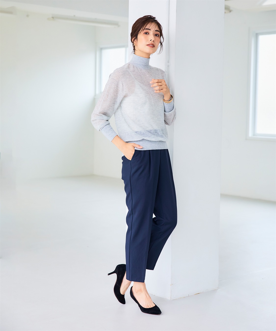 CROSS FUNCTION サマ美え シアークルー/ハイネックニットプルオーバー《洗える》【CF/クロスファンクション】_sub_14