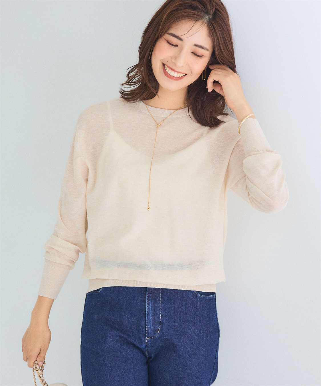 CROSS FUNCTION サマ美え シアークルー/ハイネックニットプルオーバー《洗える》【CF/クロスファンクション】_sub_15