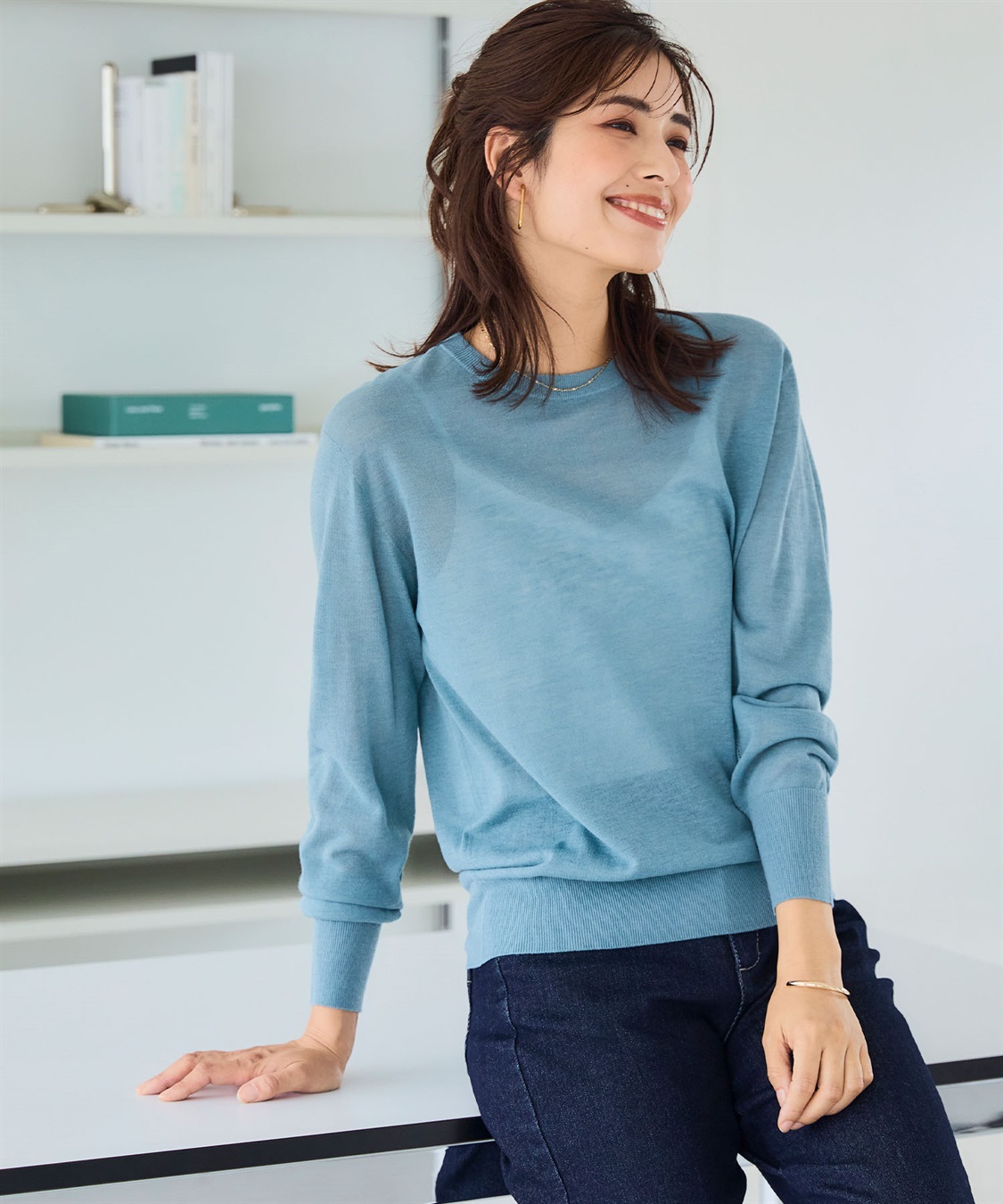 CROSS FUNCTION サマ美え シアークルー/ハイネックニットプルオーバー《洗える》【CF/クロスファンクション】_sub_22