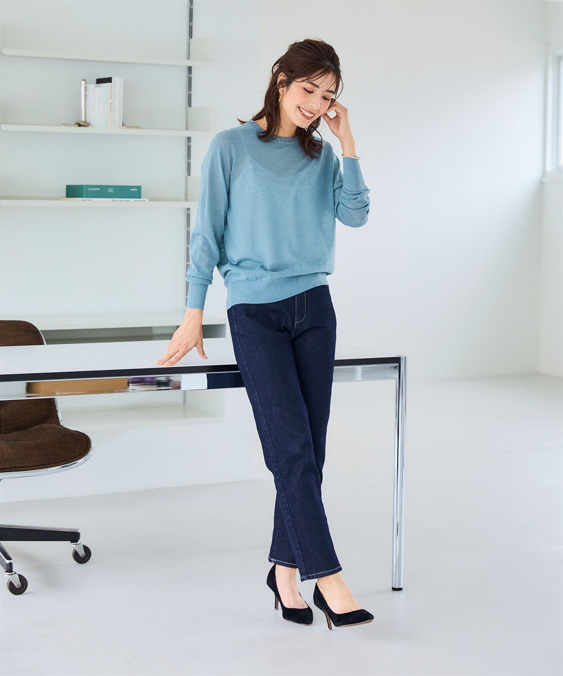 CROSS FUNCTION サマ美え シアークルー/ハイネックニットプルオーバー《洗える》【CF/クロスファンクション】_sub_24