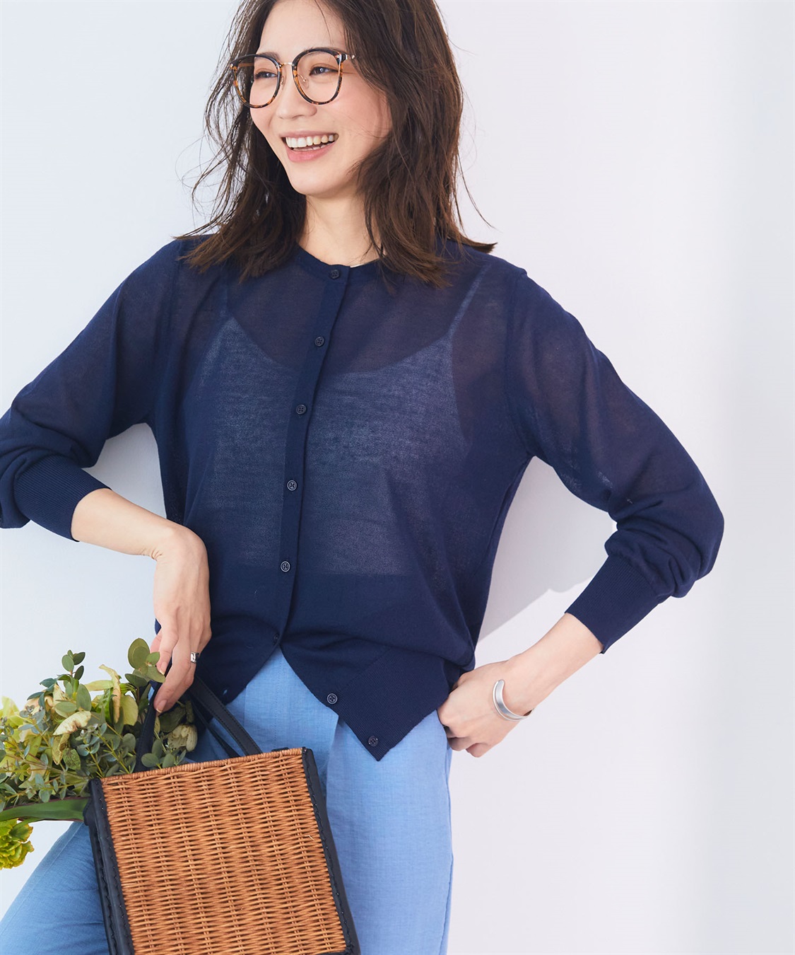 CROSS FUNCTION 《洗える》サマナチュラ シアークルーネックカーディガン【CF/クロスファンクション】_sub_1