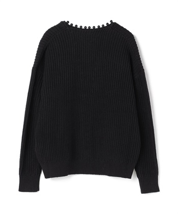 黒パール飾り付カーディガン BELLUNA PLUS（ベルーナプラス） カーディガン パール使いノーカラー