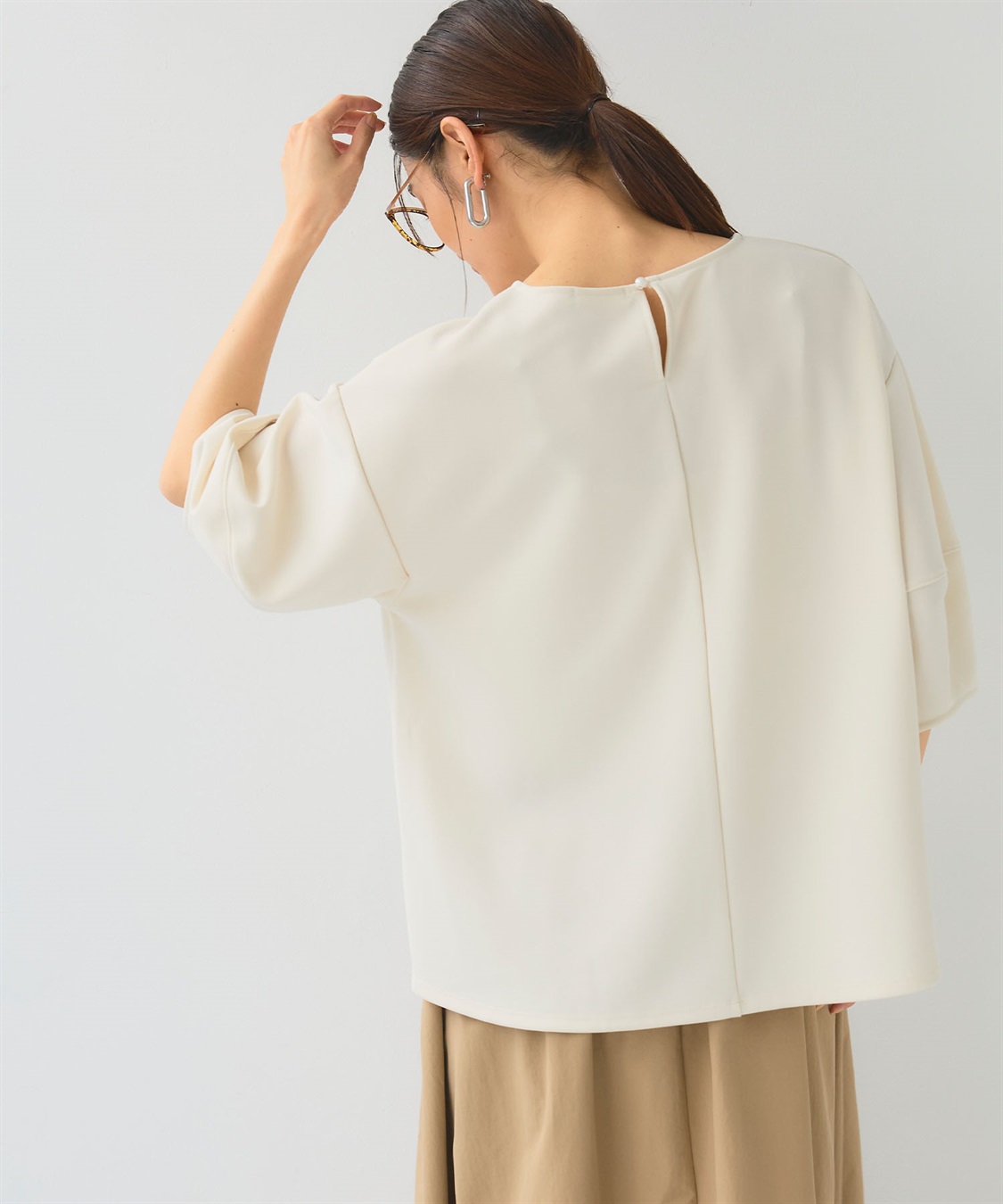 CROSS FUNCTION 《UV/シワになりにくい》サマ美え ジョーゼットバルーンスリーブトップス_sub_6