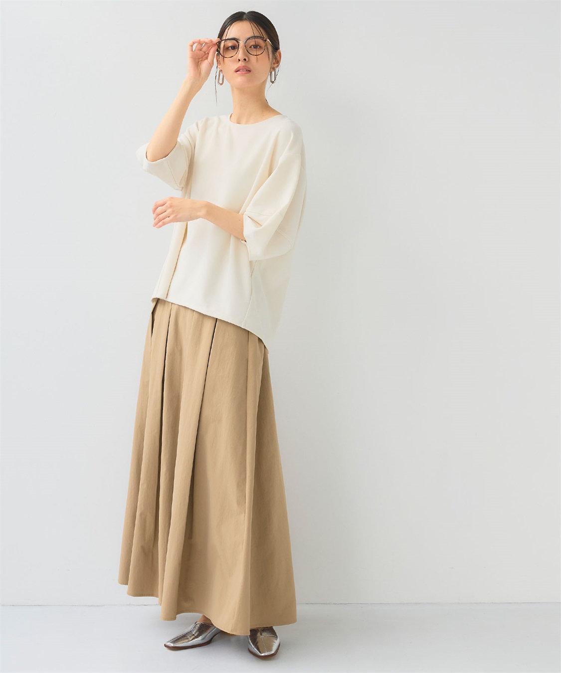 CROSS FUNCTION 《UV/シワになりにくい》サマ美え ジョーゼットバルーンスリーブトップス_sub_8