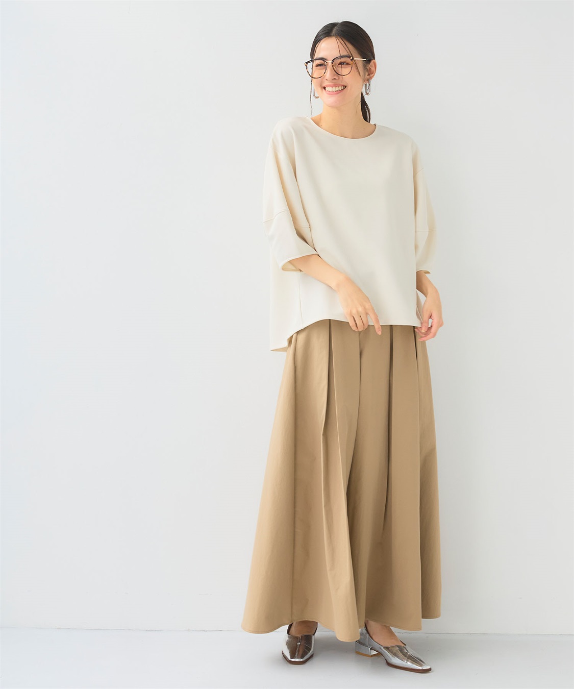 CROSS FUNCTION 《UV/シワになりにくい》サマ美え ジョーゼットバルーンスリーブトップス_sub_9