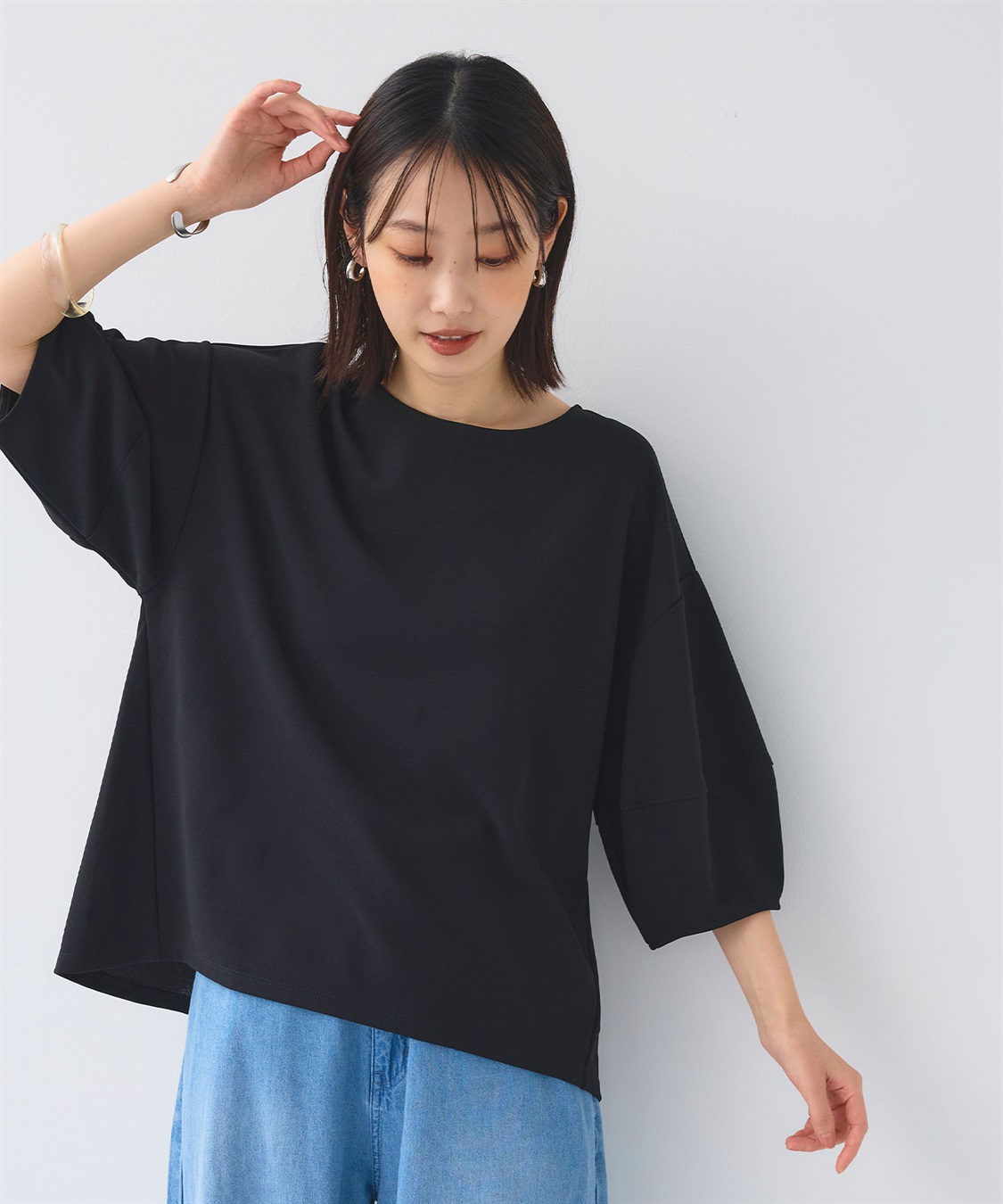 CROSS FUNCTION 《UV/シワになりにくい》サマ美え ジョーゼットバルーンスリーブトップス_sub_20