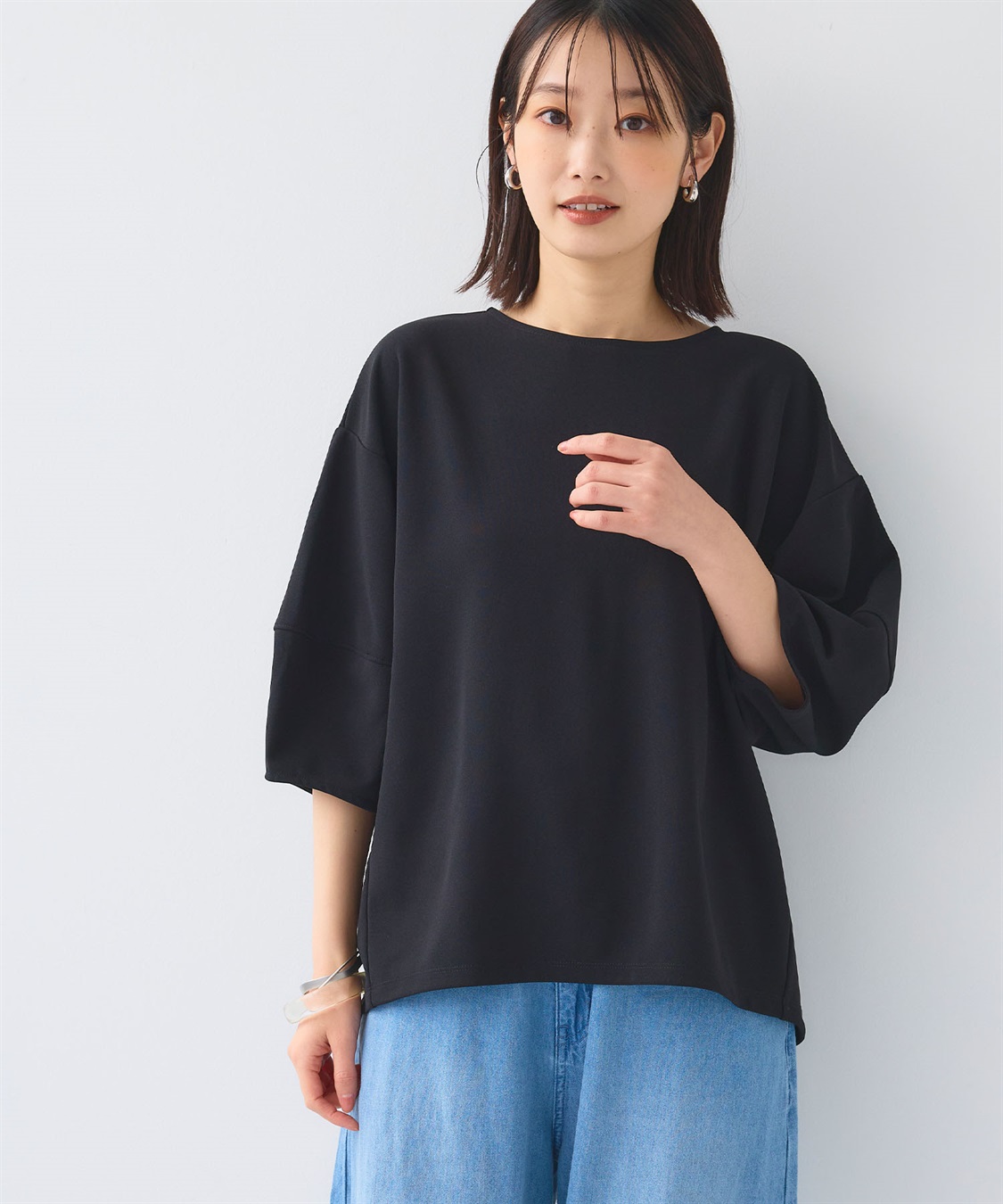 CROSS FUNCTION 《UV/シワになりにくい》サマ美え ジョーゼットバルーンスリーブトップス_sub_21