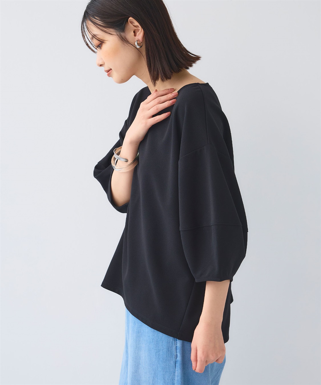 CROSS FUNCTION 《UV/シワになりにくい》サマ美え ジョーゼットバルーンスリーブトップス_sub_22