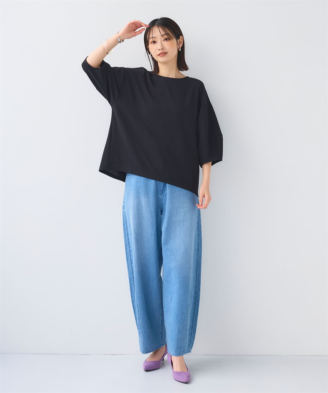 CROSS FUNCTION 《UV/シワになりにくい》サマ美え ジョーゼットバルーンスリーブトップス_sub_23