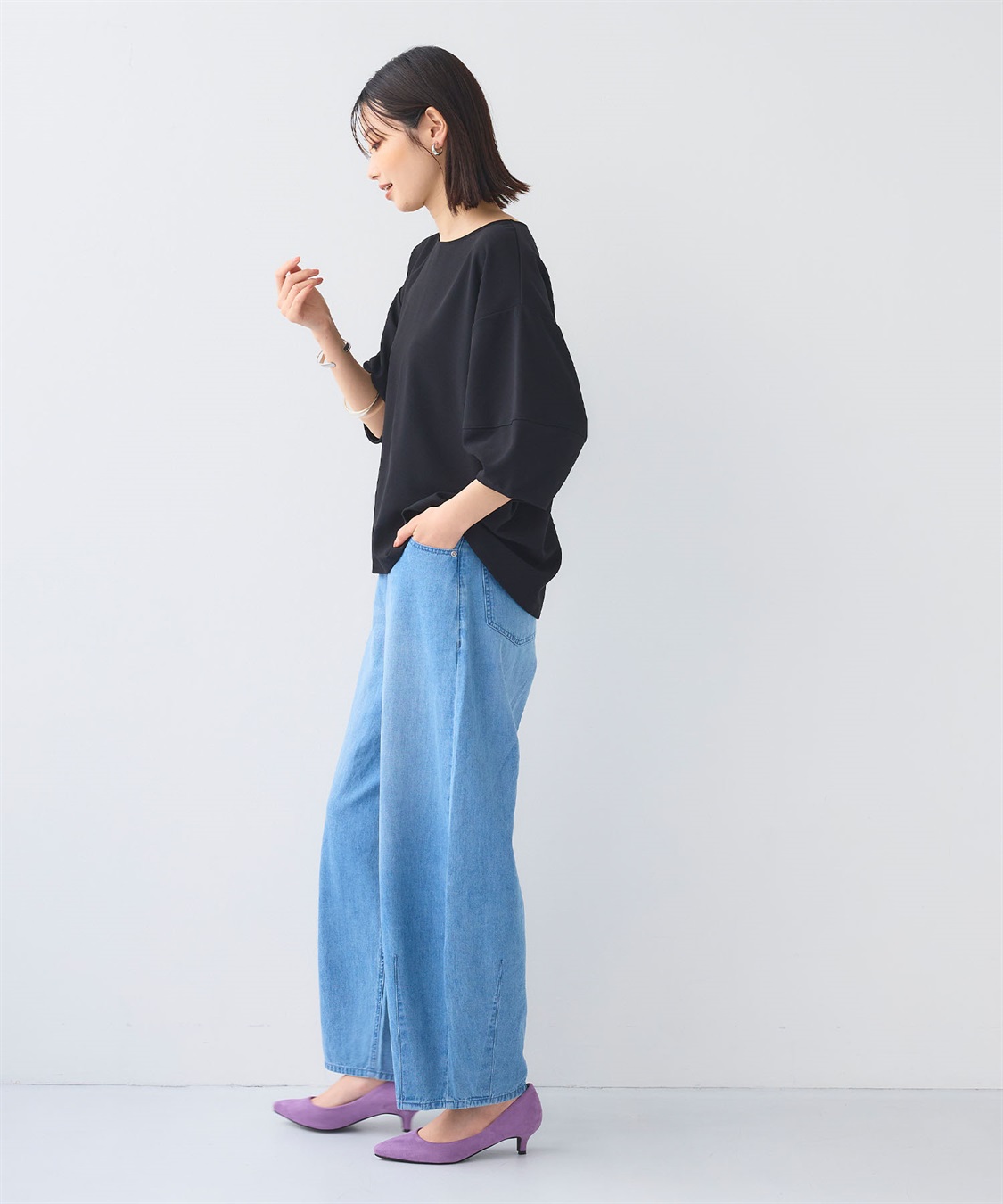 CROSS FUNCTION 《UV/シワになりにくい》サマ美え ジョーゼットバルーンスリーブトップス_sub_25