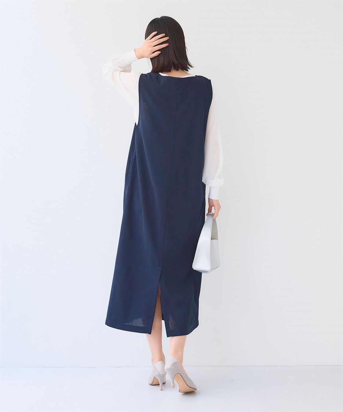 CROSS FUNCTION 《シワになりにくい》サマ美え ジョーゼット深Vネックジャンスカ_sub_8