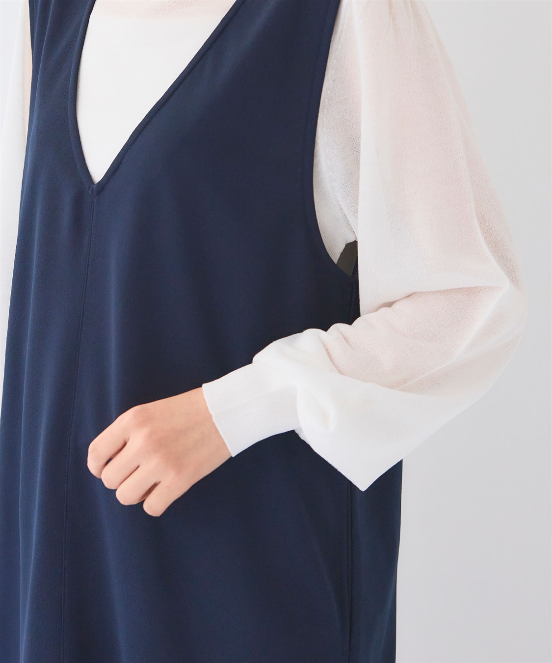 CROSS FUNCTION 《シワになりにくい》サマ美え ジョーゼット深Vネックジャンスカ_sub_16